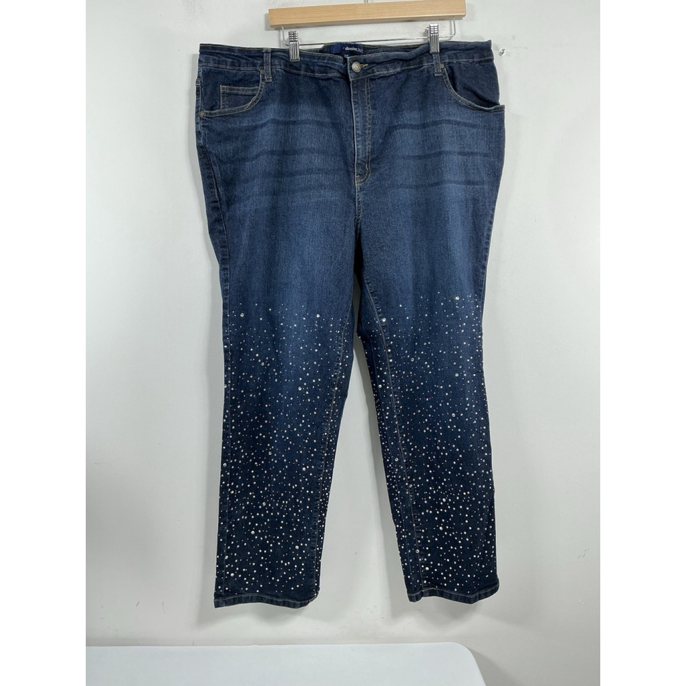 Womans Excellent Condition Denim 24/7 Blue Jeans 24W Stud Accent 0155/A-5